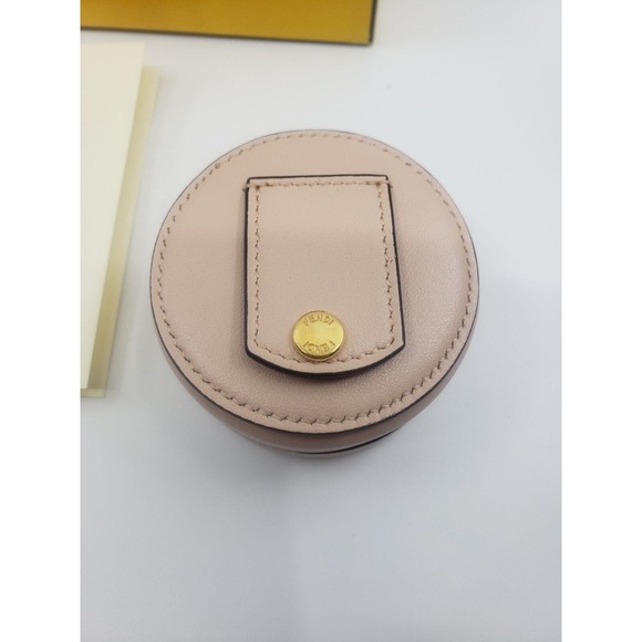 FENDI LOGO WRIST LEATHER CHARM BAG WRISTLET PINK GOLD HARDWARE $699 - Picture 4 of 7